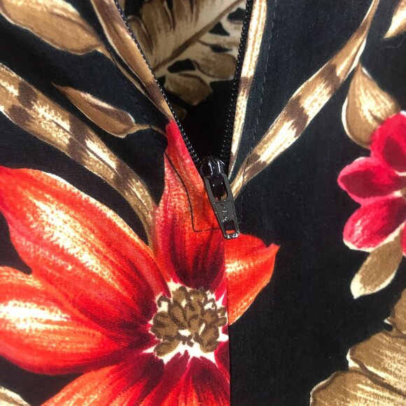 Sag Harbor Shift Midi Dress Med? Sleeveless Floral Color Pop Black Orange Gold - Picture 7 of 8